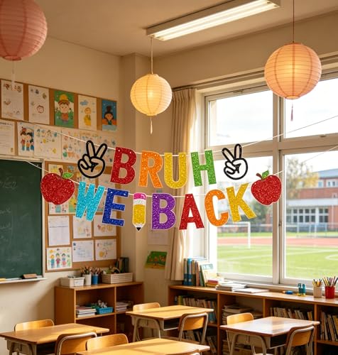 Pre-Assembled 'Bruh We Back' Banner for Back to School Decorations