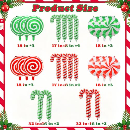Red Candy Christmas Decorations Set with Balloons for Holiday Party