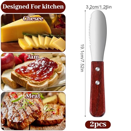 Ouligay Stainless Steel Butter Spreader Knife Set - 2 Pcs with Wooden Handle for Easy Spreading
