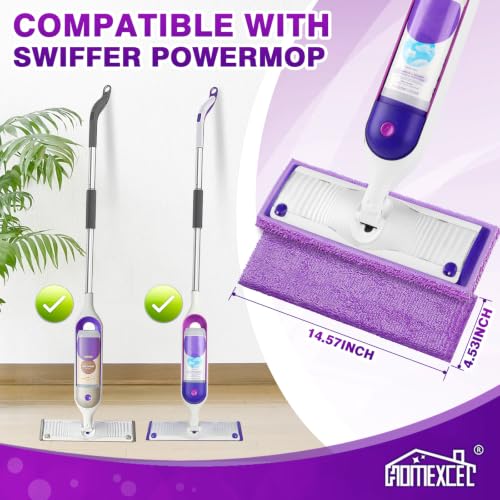 HOMEXCEL Microfiber Mop Pads for Swiffer PowerMop 4 Pack - Washable & Reusable