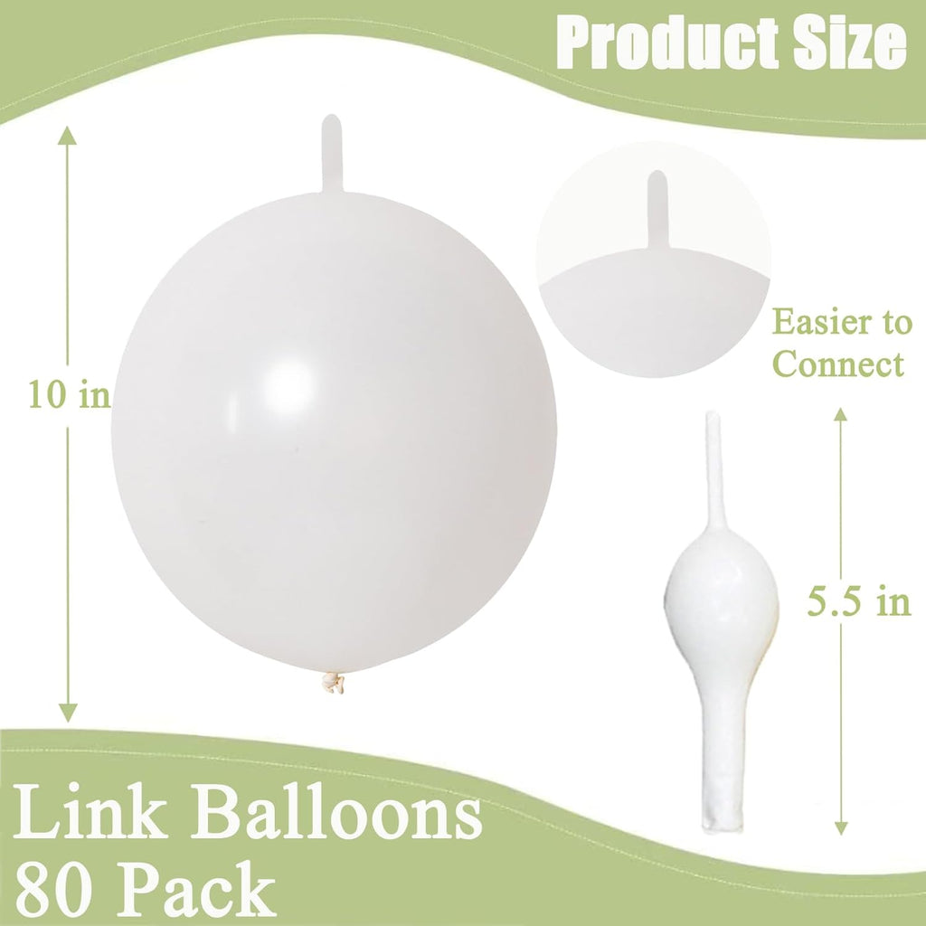 Pearl White Link Balloons - 10 Inch Latex Balloons for Wedding & Birthday Decorations | 80 Pcs