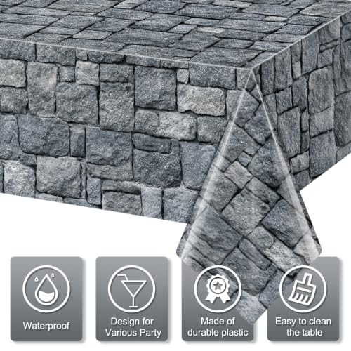 3 Pcs Medieval Castle Tablecloths 54x108 Inch – Stone Pattern