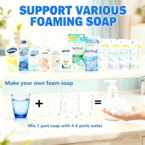 Foaming Soap Dispenser Pump Bottles - 2 Pack, 8 oz for Kitchen & Bath