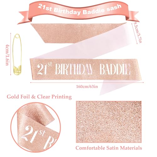 Glitter 21st Birthday Baddie Sash for Women and Men