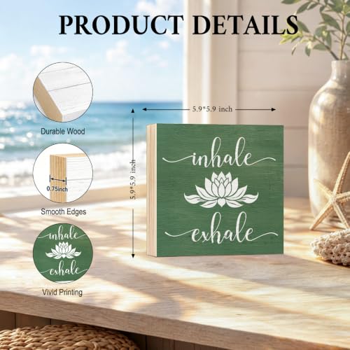 Inhale Exhale Wooden Box Sign - Yoga Wall Art for Meditation