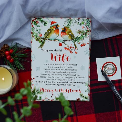 Romantic Christmas Card for Wife with Envelope & Seal