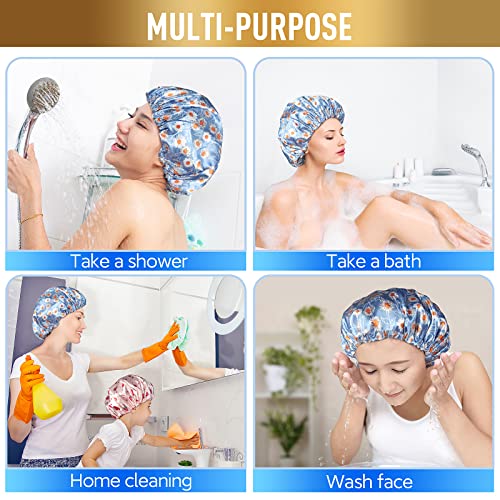 Fishent Oversized Waterproof Shower Cap for Long Hair with PEVA Lining