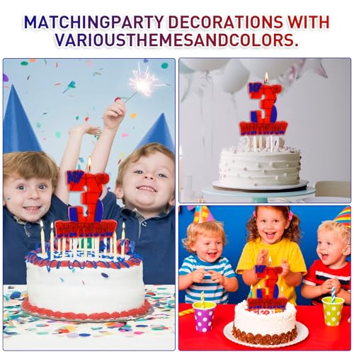 Spider Web 3rd Birthday Candle - Red Spider Cake Decoration
