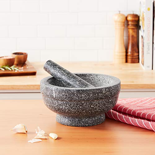 Cilio Herb Grinder & Stone Crusher Bowl - 5 in. x 6.75 in., Granite Unfinished - Stone Grinder & Herb Crusher