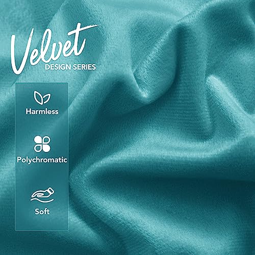 Deconovo Turquoise Velvet Throw Pillow Covers, 26x26 Inch | 2 Pack