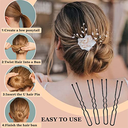 Black Bobby Pins and U Shaped Hair Pins Set - 200 Pcs with Storage Box