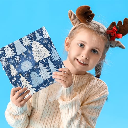 Blue Winter Christmas Napkins 40pcs - Reindeer & Tree Holiday Party Supplies