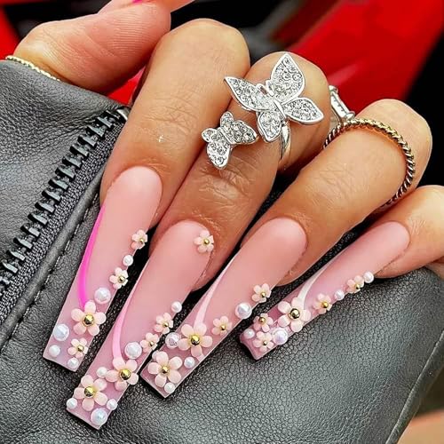 MOLILON 3D Flower Nail Art Charms with Beads, Pick Up Pen and Tweezer Set