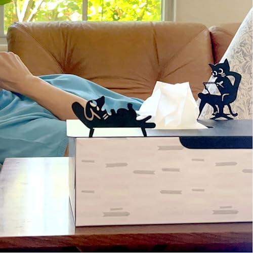 Funny Cat Psychiatrist Tissue Box Cover - Matte Black Steel