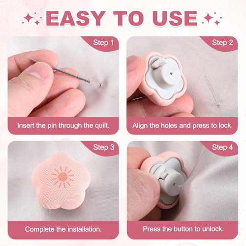 Purple Flower Shape Duvet Clips - 6Pcs Soft Pin Comforter Holders
