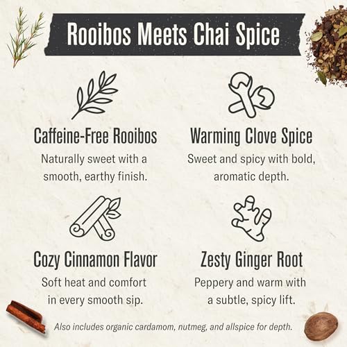 Numi Organic Rooibos Chai Tea - 100 Caffeine-Free Herbal Bags