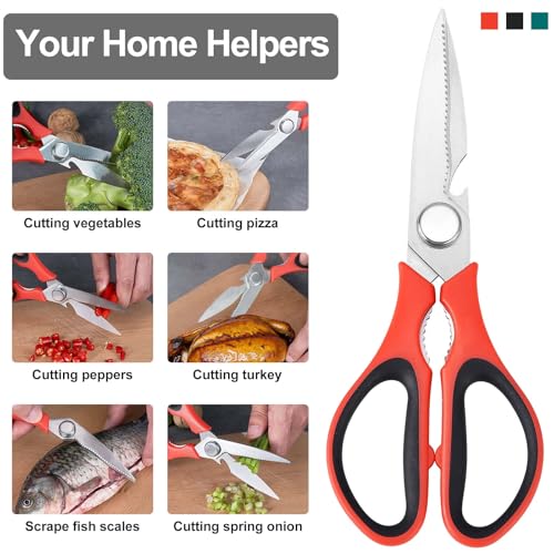 3-Pack Heavy Duty Stainless Steel Kitchen Scissors - All Purpose Cooking Shears for Meat, Vegetables & Seafood