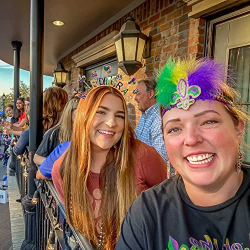Mardi Gras Headband Carnival Party Hair Accessory with Mask and Fleur De Lis
