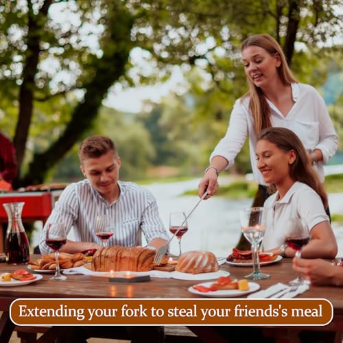 Extendable Stainless Steel Dinner & Fruit Forks 2-Pack, Adjustable 8.7-25.4 Inch