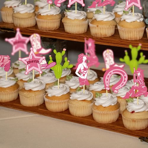 24 Cowgirl Cupcake Toppers for Western Theme Parties