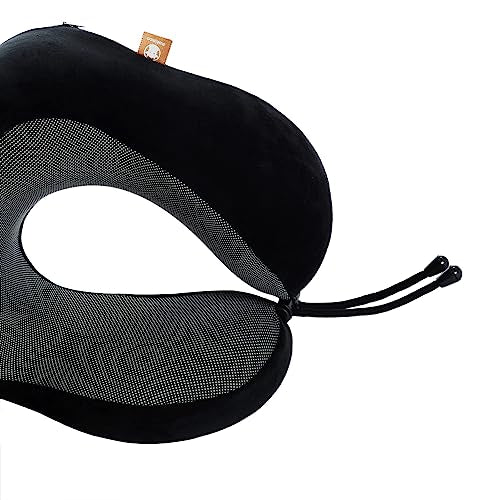Makimoo Black Memory Foam Travel Pillow with 360° Support
