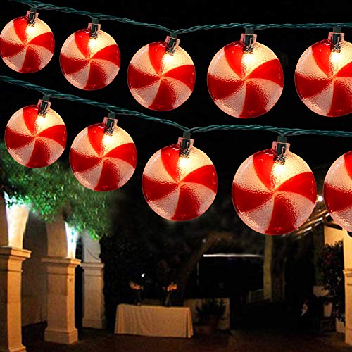 8.5Ft Peppermint Candy String Lights with 10 Incandescent Bulbs - Holiday Decor - Variation of Candy Lights / 11Ft
