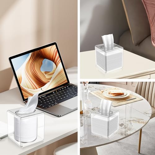 Clear Acrylic Tissue Box Holder 5.1" for Bathroom & Kitchen