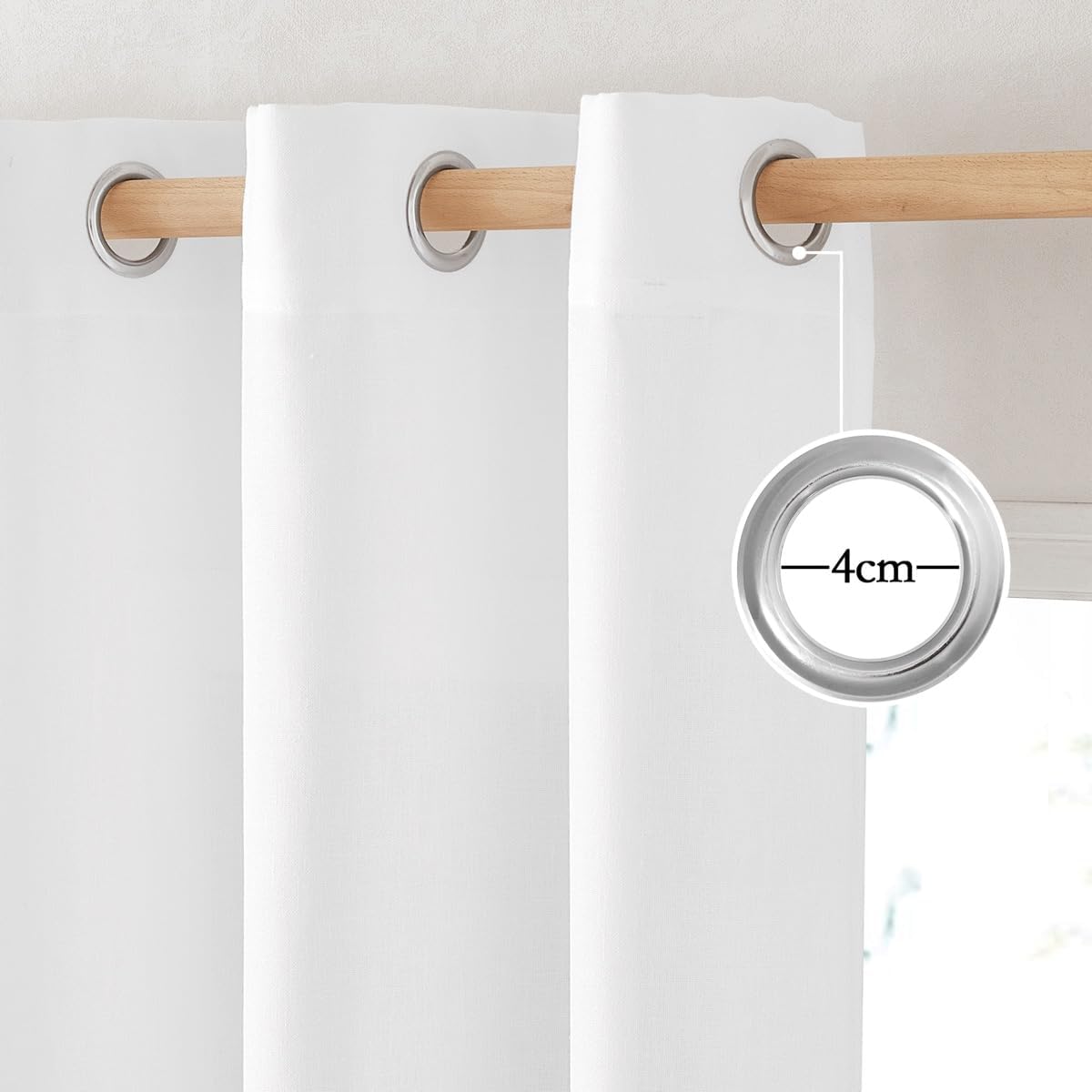 NICETOWN Thick White Linen Curtains - Grommet Privacy Window Treatments | Light Filtering Drapes, 2 Panels (W42 x L63)