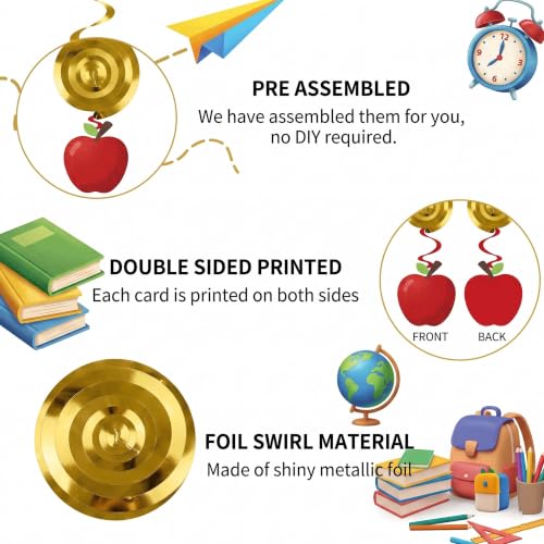 Back to School Decorations Set - Pencil & Apple Balloons & Banners