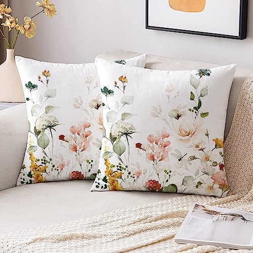 De-Mediocre Floral Velvet Throw Pillow Covers, 18x18 Inch Set of 2