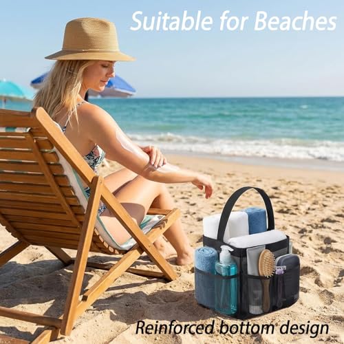 2-Pack Portable Mesh Shower Caddy with 8 Pockets for Dorm, Gym & Beach