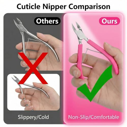 Criyar Cuticle Trimmer & Nipper with Non-Slip Silicone Handle, Carbon Steel