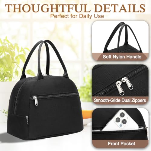 FlowFly Insulated Lunch Cooler Bag - Durable Tote Organizer for Work, Black