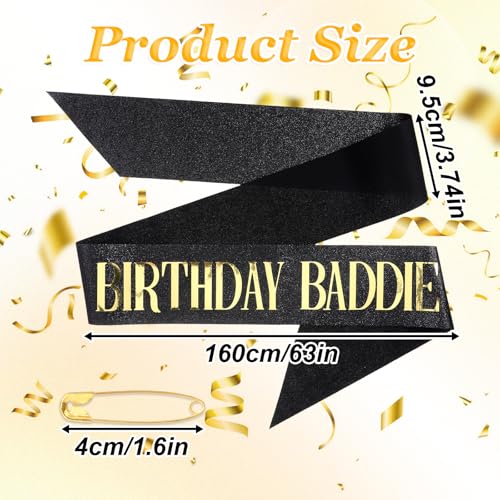 Birthday Baddie Sash for Women - Adjustable Black Party Sash