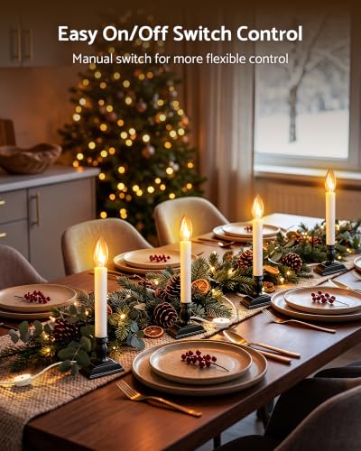 Electric Window Candles with Switch - 9.6 Inch LED Sconce Light - Black