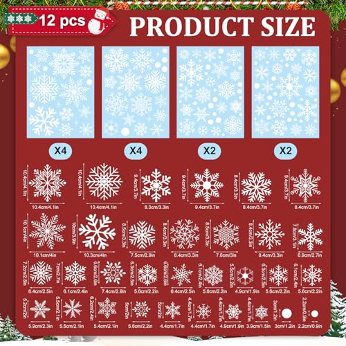 Christmas Snowflake Window Clings - 311 pcs, 12 Sheets Decor
