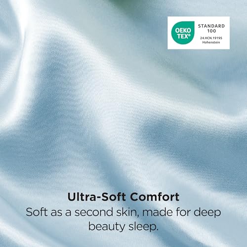 Bedsure King Satin Pillowcases Set of 2 - Aqua (20" x 36")