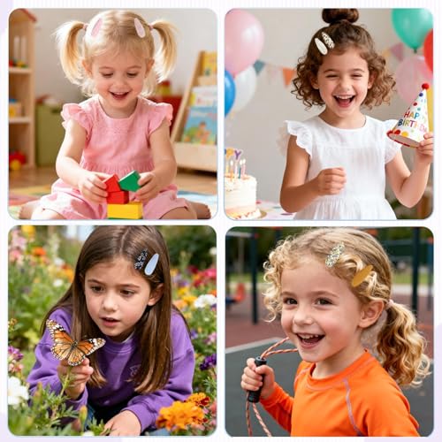 GIYAWA 42 Pcs Floral Non-Slip Snap Hair Clips for Baby Girls & Toddlers