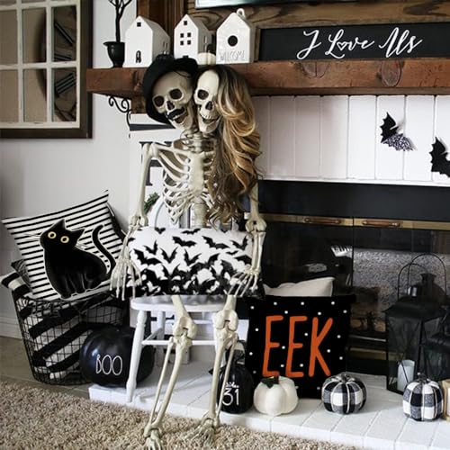 GEEORY Halloween Pillow Covers Set of 4 - 18x18 Inch Ghost & Cat Designs