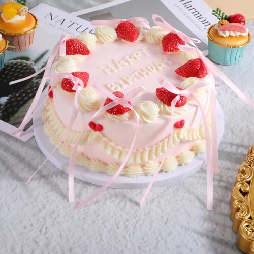 Pink Bow Cake Toppers - 20 Pcs Coquette Ribbon Bows for Wedding & Birthday
