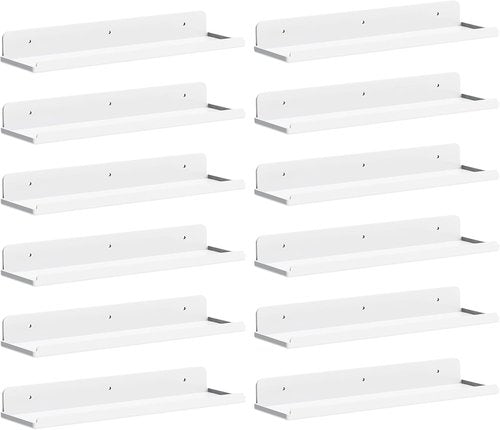 Lifewit 15" Acrylic Floating Shelves - Stylish Wall Organizer for Perfume, Makeup & Decor | White, 12 Pack