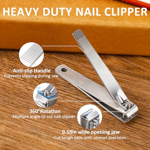 Large Straight Toenail Clippers for Thick Nails - Heavy Duty Stainless Steel
