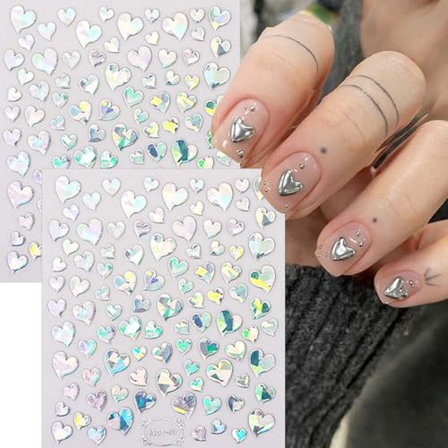 6 Sheets 3D Self-Adhesive Heart Nail Art Stickers Love Decals
