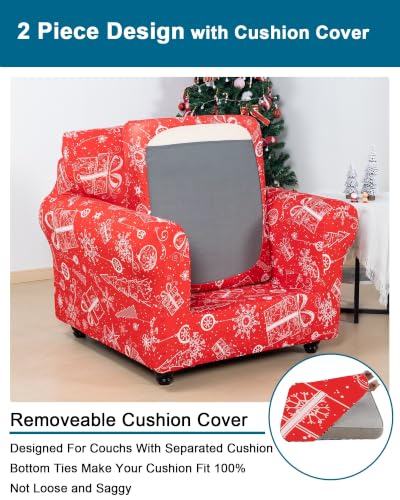 Christmas Armchair Chair Cover Small Size - Festive Slipcover for Living Room