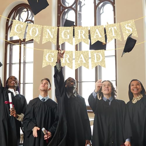 Gold Graduation Banner - Class of 2026 Congratulations Decorations