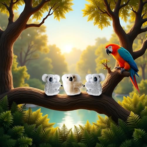 Plush Koala Hair Claw Clips Set of 3 Cute Cartoon Mini Hair Barrettes