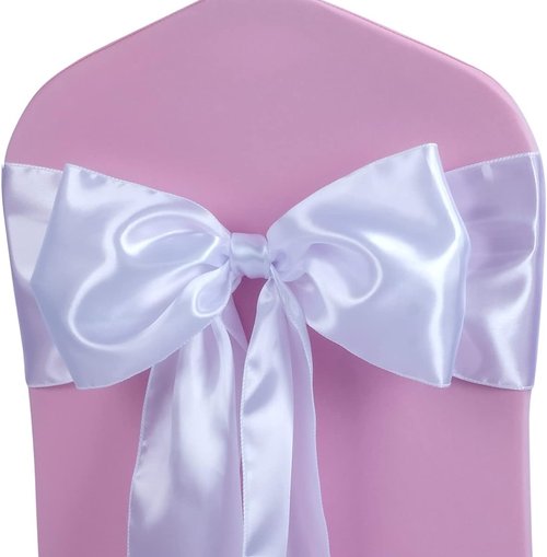Babenest Satin Chair Sashes - 30 Pcs Upgraded Chair Ribbons & Bows for Weddings & Events | White