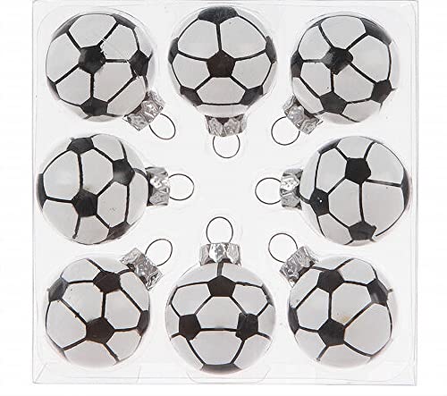Mini Christmas Tree Ornaments - 8 Small Soccer Ball Decorations for Tiny Tree