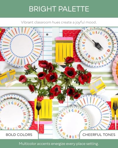 Colorful Alphabet Dessert Plates - 8 Pack, 8.5 Inch | Perfect for Classroom & School Events