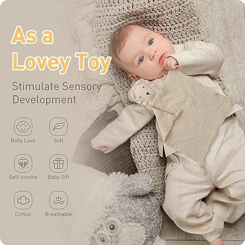 Knirose Soft Muslin Cotton Lion Lovey Blanket for Newborns